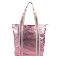 Made in Italy DAMEN METALLIC ECHT LEDER HAND-TASCHE Shopper Schultertasche Tote Bag Umhängetasche Ledertasche Din-A4 Handtasche Beuteltasche