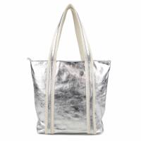 Made in Italy DAMEN METALLIC ECHT LEDER HAND-TASCHE Shopper Schultertasche Tote Bag Umhängetasche Ledertasche Din-A4 Handtasche Beuteltasche