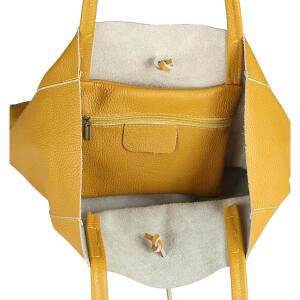 OBC Made in Italy DAMEN LEDER TASCHE DIN-A4 Shopper Schultertasche Henkeltasche Tote Bag Handtasche Umhängetasche Beuteltasche Gelb