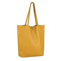 OBC Made in Italy DAMEN LEDER TASCHE DIN-A4 Shopper Schultertasche Henkeltasche Tote Bag Handtasche Umhängetasche Beuteltasche Gelb
