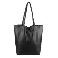 Made in Italy DAMEN LEDER TASCHE DIN-A4 Shopper Schultertasche Henkeltasche Tote Bag Handtasche Umhängetasche Beuteltasche Schwarz