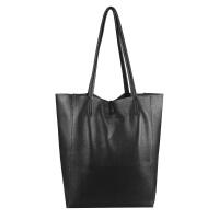 Made in Italy DAMEN LEDER TASCHE DIN-A4 Shopper Schultertasche Henkeltasche Tote Bag Handtasche Umhängetasche Beuteltasche Schwarz