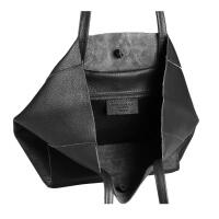 Made in Italy DAMEN LEDER TASCHE DIN-A4 Shopper Schultertasche Henkeltasche Tote Bag Handtasche Umhängetasche Beuteltasche Schwarz