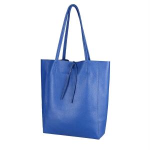OBC Made in Italy DAMEN LEDER TASCHE DIN-A4 Shopper Schultertasche Henkeltasche Tote Bag Handtasche Umhängetasche Beuteltasche Sub20 Königsblau