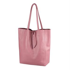 Made in Italy DAMEN LEDER TASCHE DIN-A4 Shopper Schultertasche Henkeltasche Tote Bag  Handtasche Umhängetasche Beuteltasche Altrosa