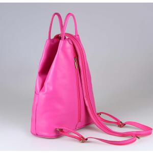 ITAL DAMEN echt LEDER RUCKSACK Backpack Cityrucksack Lederrucksack Stadtrucksack Tasche Schultertasche Ledertasche Nappaleder Pink