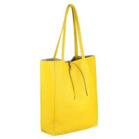 OBC Made in Italy DAMEN LEDER TASCHE DIN-A4 Shopper Schultertasche Henkeltasche Tote Bag Handtasche Umhängetasche Beuteltasche Gelb.