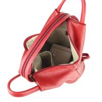 Made in Italy Damen echt Leder Rucksack Backpack Lederrucksack Tasche Schultertasche Ledertasche Nappaleder Gold-Rot