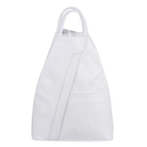 Made in Italy Damen echt Leder Rucksack Backpack Lederrucksack Tasche Schultertasche Ledertasche Nappaleder Weiß