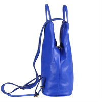 Made in Italy Damen echt Leder Rucksack Backpack Lederrucksack Tasche Schultertasche Ledertasche Nappaleder Königsblau