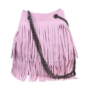 Damentasche Schultertasche Umhängetasche Fransen Anhänger rosa 