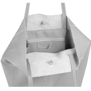 OBC Made in Italy DAMEN LEDER TASCHE DIN-A4 Shopper Schultertasche Henkeltasche Tote Bag Handtasche Umhängetasche Beuteltasche Hellgrau