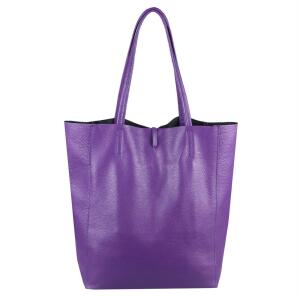 Made in Italy DAMEN LEDER TASCHE DIN-A4 Shopper Schultertasche Henkeltasche Tote Bag Handtasche Umhängetasche Beuteltasche Lila