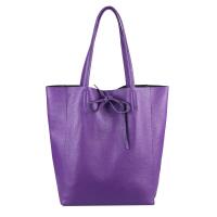 Made in Italy DAMEN LEDER TASCHE DIN-A4 Shopper Schultertasche Henkeltasche Tote Bag Handtasche Umhängetasche Beuteltasche Lila
