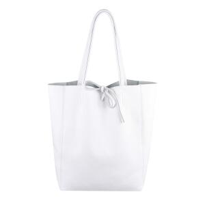 OBC Made in Italy DAMEN LEDER TASCHE DIN-A4 Shopper Schultertasche Henkeltasche Tote Bag Handtasche Umhängetasche Beuteltasche Weiß