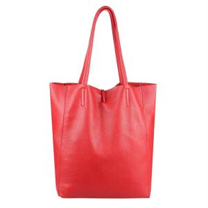 OBC Made in Italy DAMEN LEDER TASCHE DIN-A4 Shopper Schultertasche Henkeltasche Tote Bag Handtasche Umhängetasche Beuteltasche Rot