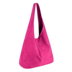 MADE IN ITALY DAMEN LEDER TASCHE Handtasche Wildleder Shopper Schultertasche Hobo-Bag Henkeltasche Beuteltasche Velourleder Pink