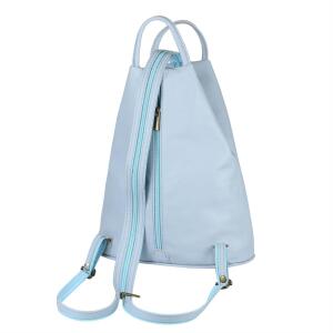 Made in Italy Damen echt Leder Rucksack Backpack Lederrucksack Tasche Schultertasche Ledertasche Nappaleder Hellblau