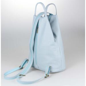 Made in Italy Damen echt Leder Rucksack Backpack Lederrucksack Tasche Schultertasche Ledertasche Nappaleder Hellblau