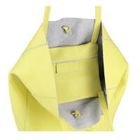 OBC Made in Italy DAMEN LEDER TASCHE DIN-A4 Shopper Schultertasche Henkeltasche Tote Bag Handtasche Umhängetasche Beuteltasche Hellgelb