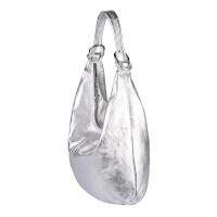 ITALY DAMEN Echt LEDER TASCHE Schultertasche Handtasche Umhängetasche Beuteltasche Metallic Bag Silber