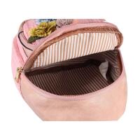 ital-design DAMEN BLUMEN MINI-RUCKSACK Backpack Tasche Daypack Cityrucksack Leder Optik Schultertasche Flechtoptik Stadtrucksack Beige