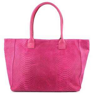 Made in Italy DAMEN LEDER TASCHE DIN-A4 Schlange-Prägung Shopper Tote Bag Henkeltasche Wildleder Handtasche Umhängetasche Ledertasche Schultertasche Beuteltasche Pink