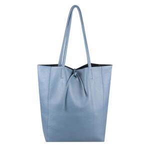 OBC Made in Italy DAMEN LEDER TASCHE DIN-A4 Shopper Schultertasche Henkeltasche Tote Bag Handtasche Umhängetasche Beuteltasche Jeansblau