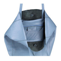 OBC Made in Italy DAMEN LEDER TASCHE DIN-A4 Shopper Schultertasche Henkeltasche Tote Bag Handtasche Umhängetasche Beuteltasche Jeansblau