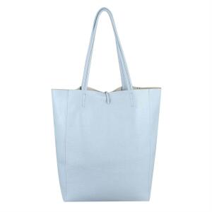 OBC Made in Italy DAMEN LEDER TASCHE DIN-A4 Shopper Schultertasche Henkeltasche Tote Bag Handtasche Ledertasche Umhängetasche Beuteltasche Himmelblau