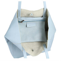 OBC Made in Italy DAMEN LEDER TASCHE DIN-A4 Shopper Schultertasche Henkeltasche Tote Bag Handtasche Ledertasche Umhängetasche Beuteltasche Himmelblau