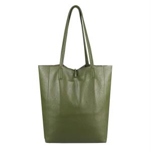 Made in Italy DAMEN LEDER TASCHE DIN-A4 Shopper Schultertasche Henkeltasche Tote Bag Handtasche Umhängetasche Beuteltasche Grün