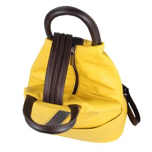 Made in Italy Damen echt Leder Rucksack Backpack Lederrucksack Tasche Schultertasche Ledertasche Nappaleder Gelb-Braun