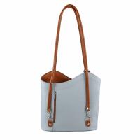 ITAL DAMEN LEDER RUCKSACK Hand-Tasche Daypack Schultertasche Ledertasche Shopper Lederrucksack Blau-Cognac
