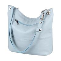 Made in Italy DAMEN LEDER TASCHE Shopper Schultertasche City Bag CrossOver Umhängetasche Henkeltasche Ledertasche Damentasche Fransen Blau