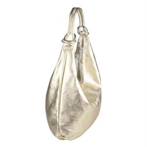 ITALY DAMEN Echt LEDER HAND-TASCHE Schultertasche Shopper Umhängetasche Beuteltasche Metallic Bag Gold