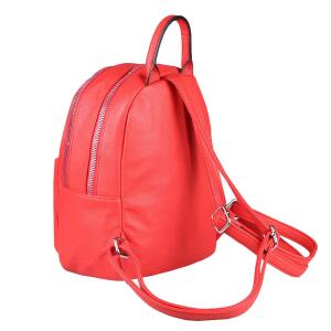 Damen Rucksack MÄDCHEN Backpack Cityrucksack Stadtrucksack Schultertasche Leder Optik Daypack Handtasche Rot 25x28x12 cm