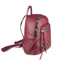 Damen Rucksack Cityrucksack Schultertasche Leder Optik Backpack Tasche Daypack Handtasche Umhängetasche Bordo