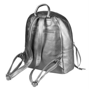 Damen Rucksack Cityrucksack Schultertasche Leder Optik Backpack Tasche Daypack Handtasche Umhängetasche Antik Silber
