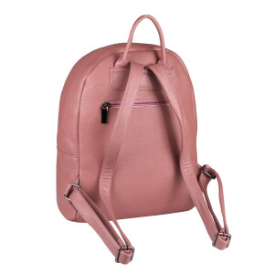 Damen Rucksack Cityrucksack Schultertasche Leder Optik Backpack Tasche Daypack Handtasche Umhängetasche Altrosa