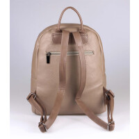 Damen Rucksack Cityrucksack Schultertasche Leder Optik Backpack Tasche Daypack Handtasche Umhängetasche Taupe