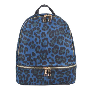 DAMEN Leopardenmuster Rucksack Backpack Cityrucksack Stadtrucksack LEOPARD PRINT Schultertasche Handtasche Mädchen Daypack Blau