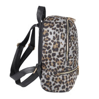 DAMEN Leopardenmuster Rucksack Backpack Cityrucksack Stadtrucksack LEOPARD PRINT Schultertasche Handtasche Mädchen Daypack Grau