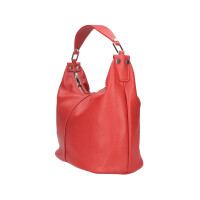 Made in Italy DAMEN LEDER TASCHE Shopper Schultertasche City Bag CrossOver Umhängetasche Henkeltasche Ledertasche Damentasche Fransen Rot