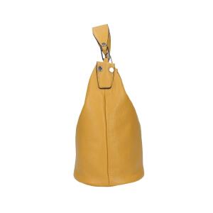 Made in Italy DAMEN LEDER TASCHE Shopper Schultertasche City Bag CrossOver Umhängetasche Henkeltasche Ledertasche Damentasche Fransen Gelb