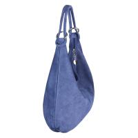 Made in Italy Damen XXL Ledertasche Wildleder Shopper Tasche Schultertasche Umhängetasche Hobo-Bag Beuteltasche Blau