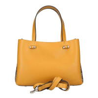 Made in Italy DAMEN LEDERTASCHE Shopper Schultertasche Handtasche Umhängetasche Metallic Python Muster Gelb