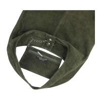 MADE IN ITALY DAMEN LEDER TASCHE Handtasche Wildleder Shopper Schultertasche Hobo-Bag Henkeltasche Beuteltasche Velourleder Dunkelgrün
