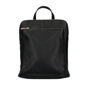 Made in Italy Damen echt Leder Rucksack Daypack Lederrucksack Tasche Schultertasche Umhängetasche CrossBody Bag Ledertasche Handgepäck Nappaleder Schwarz (25x30x11)