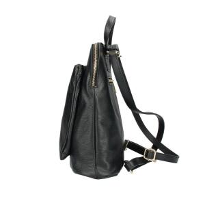 Made in Italy Damen echt Leder Rucksack Daypack Lederrucksack Tasche Schultertasche Umhängetasche CrossBody Bag Ledertasche Handgepäck Nappaleder Schwarz (25x30x11)